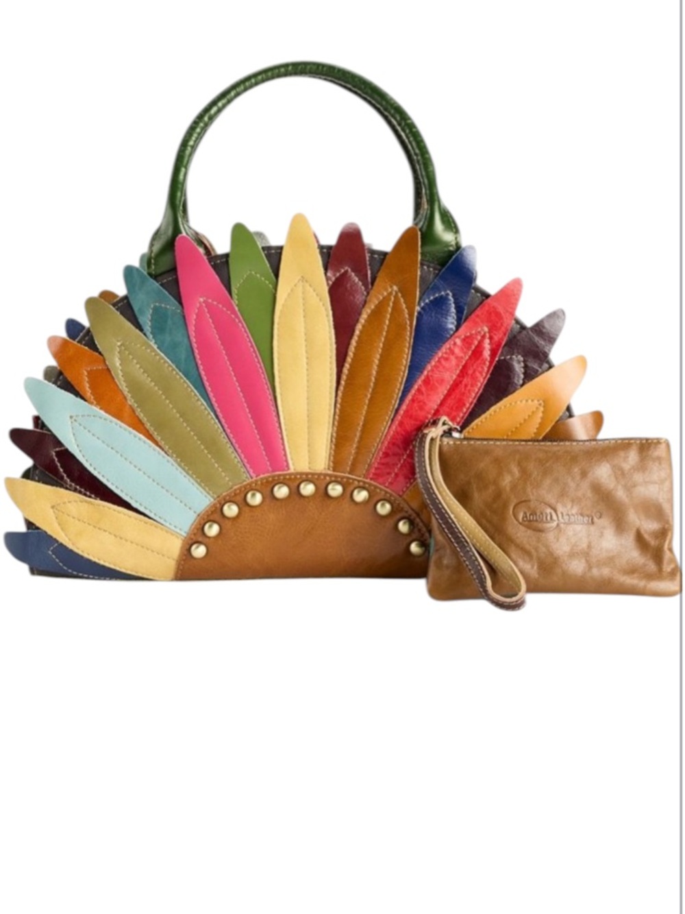Fan Leaves Leather Shoulder Bag